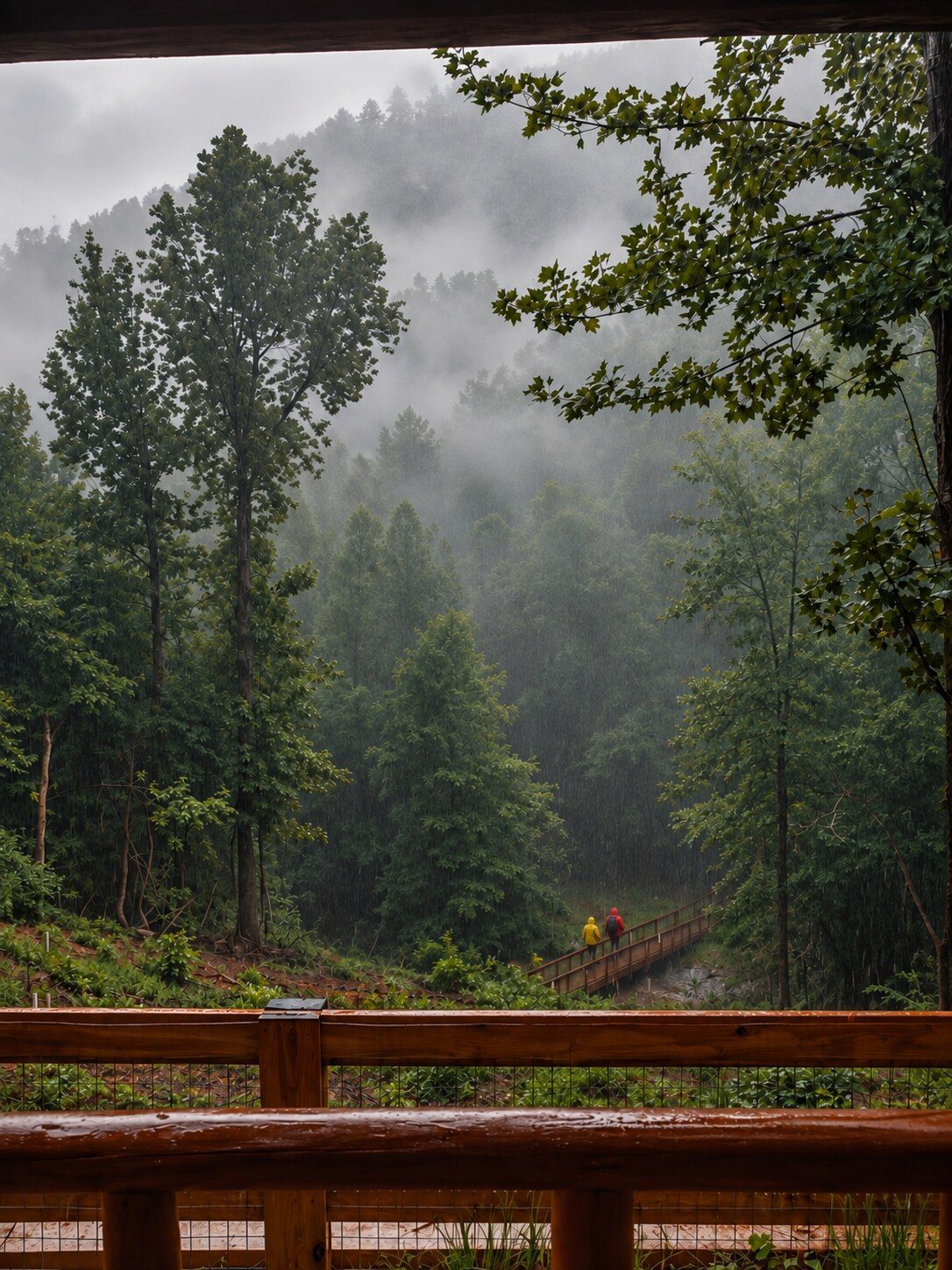 Two people walking the trail